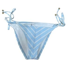 Vitamin A Natalie Miter Side Tie Bikini Bottom Sky Ecorib Stripe Blue Size S